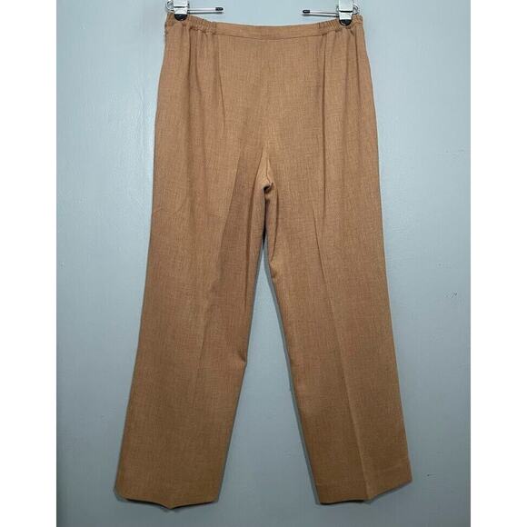 Alfred Dunner Size 12 Camel Tan Wide Leg Trousers Classic Dress Pants Minimalist - Picture 4 of 11